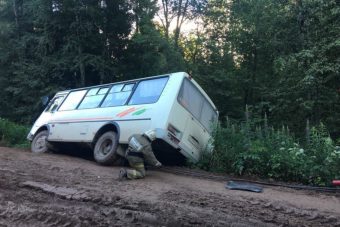 Рейсовый автобус съехал в кювет на трассе в Тверской области — есть пострадавшая