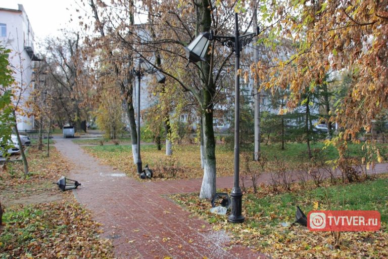 В Твери вандалы разгромили сквер на Речном