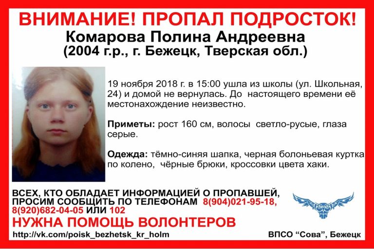 В Тверской области пропала школьница