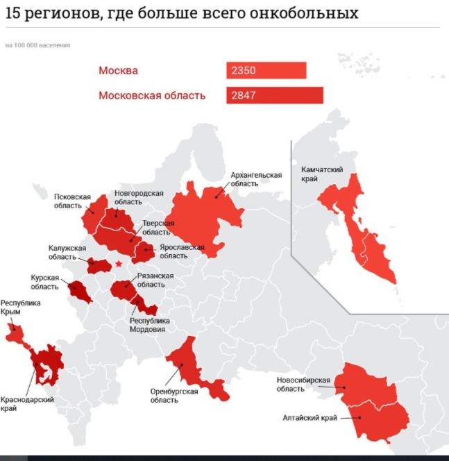 Карта онкологических заболеваний в мире