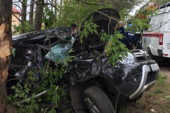 Под Тверью иномарку вынесло на обочину прямо в дерево: двое пострадавших