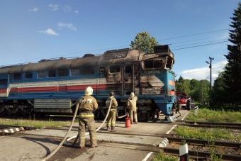 В Тверской области на ходу загорелась кабина железнодорожного локоматива