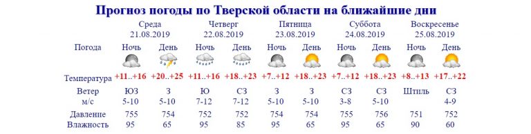 Дождь в очередной раз обрушится на Тверскую область