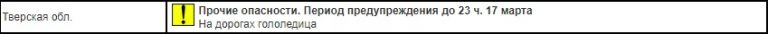 В Тверской области сохраняется желтый уровень погодной опасности