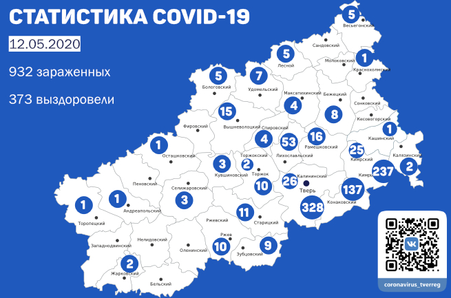 12 мая: в Тверской области 29 человек избавились от коронавируса