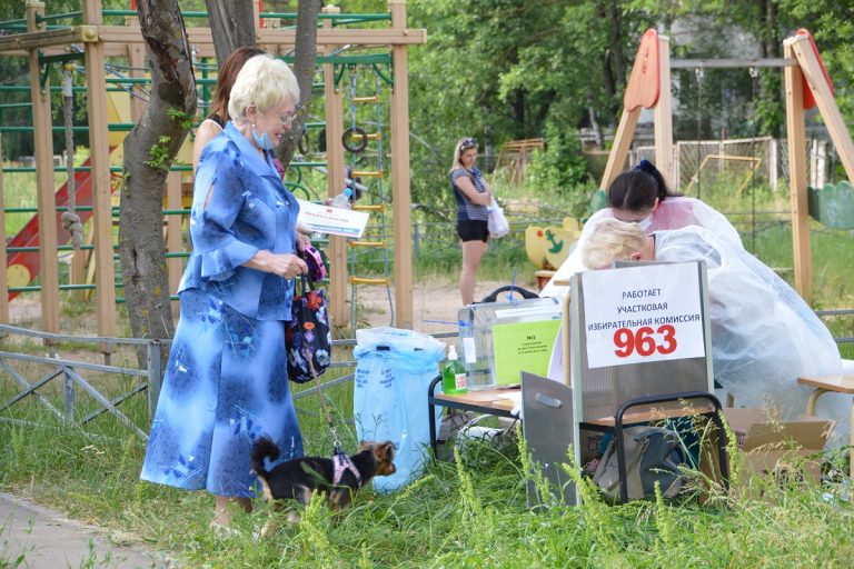 Жительница Твери пришла на голосование с собачкой