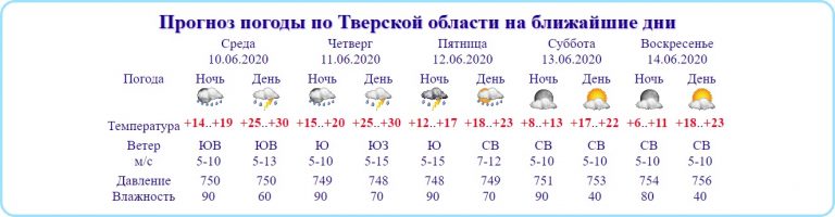 В Тверской области жара спадет 12 июня