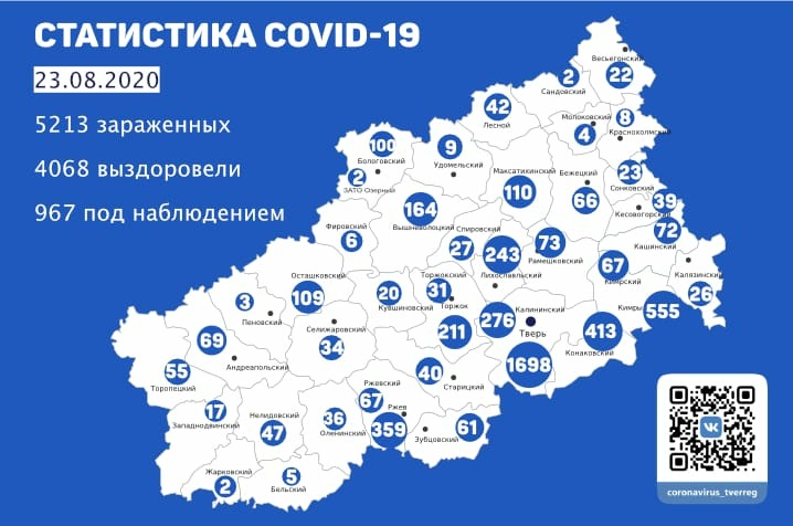 В Тверской области выявлено 25 новых случаев коронавирусной инфекции