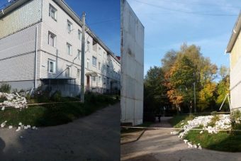 В Тверской области у построенного для переселенцев дома рухнула кирпичная стена