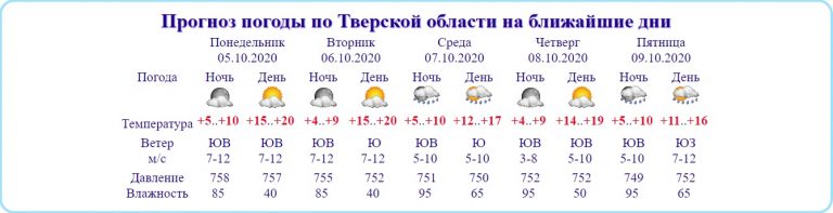 Наступившая неделя в Тверской области будет теплой, но с дождями