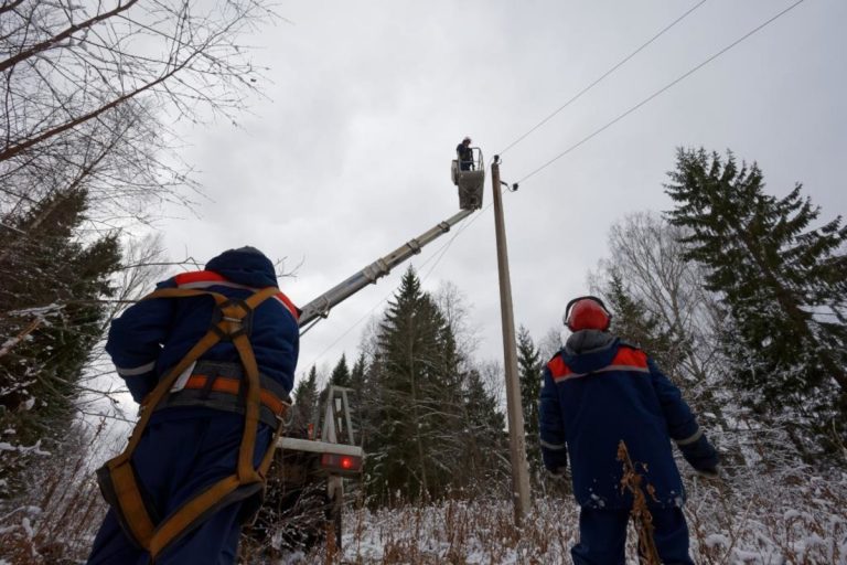 Сотни энергетиков пытаются вернуть свет в дома жителей Тверской области после мощного снегопада