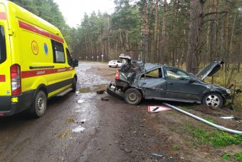 В Заволжском районе Твери иномарка врезалась в дерево