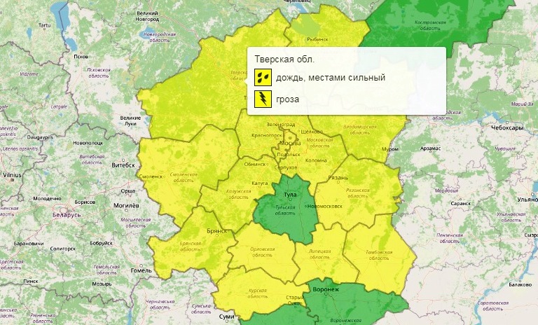 Тверская область попрощается с апрелем под аккомпанемент ливня