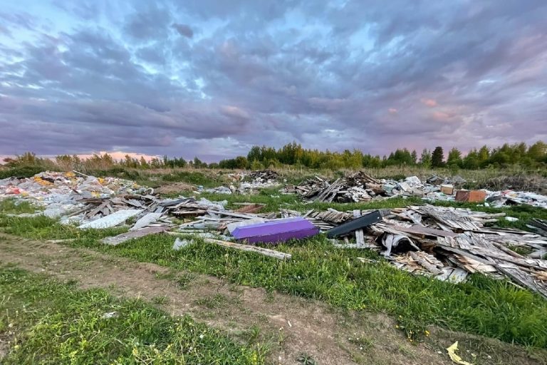 На стихийную свалку под Тверью выбросили гробы и венки