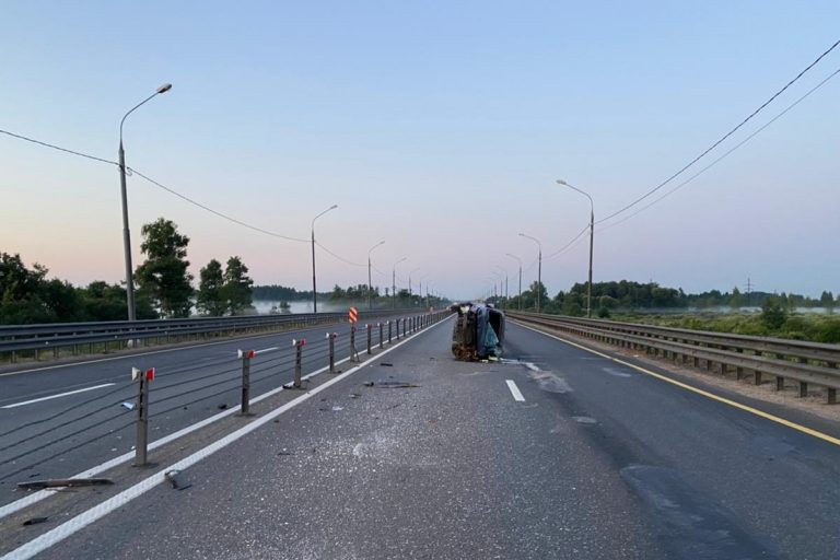 Женщина-водитель уснула за рулем и протаранила ограждение на М-10 в Тверской области