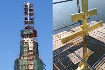 На затопленной колокольне в Калязине засиял крест