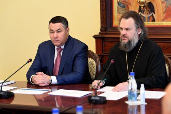 Губернатор Игорь Руденя и митрополит Тверской и Кашинский Амвросий обсудили размещение икон в Спасо-Преображенском соборе