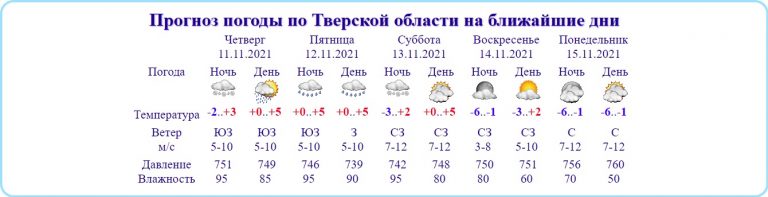 Первый мороз днем в Тверской области ожидается 15 ноября