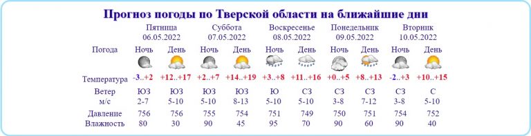 Выходные в Тверской области будут по-летнему теплыми, но с дождем
