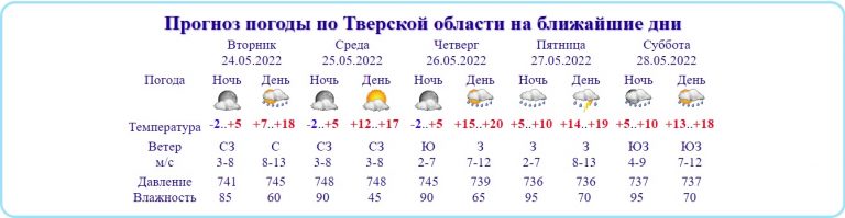 После заморозков в Тверскую область придут летнее тепло и гроза