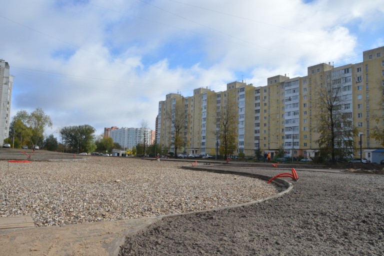 На улице Хромова в Твери завершается I этап работ по благоустройству нового сквера