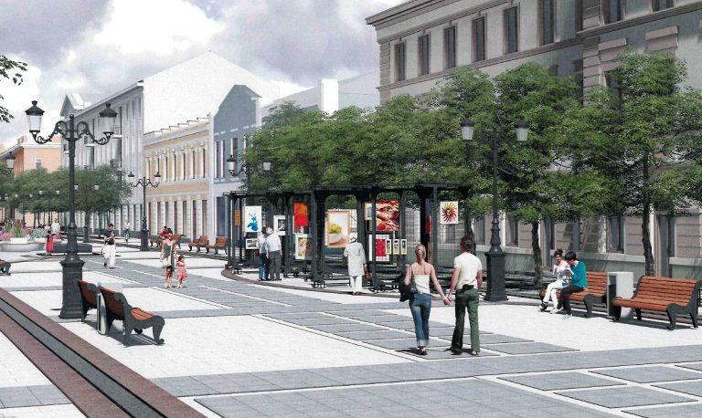 Стало известно, как будет выглядеть улица Трехсвятская в Твери после благоустройства в 2023 году