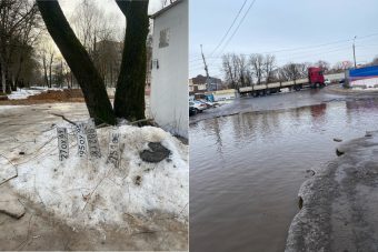 В Твери нашли "склад" автомобильных номеров в луже на Горбатке