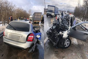 Водитель легковушки погиб в лобовом ДТП на М-10 в Тверской области