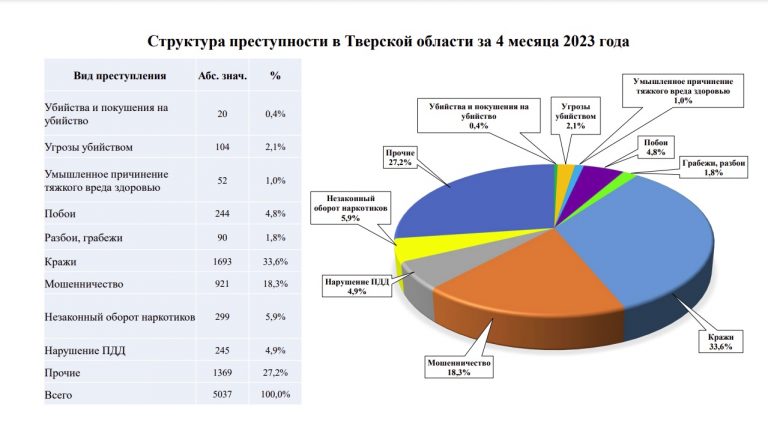 Названы самые криминальные и спокойные муниципалитеты Тверской области
