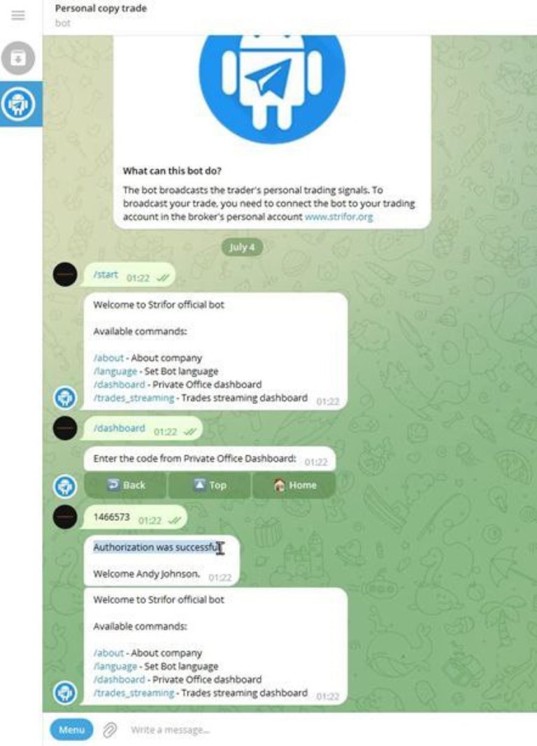 Брокер Strifor: добавлен Telegram-бот для переноса данных о сделках