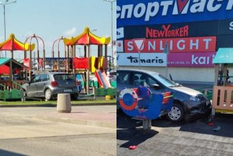 В Твери легковушка протаранила детскую игровую площадку