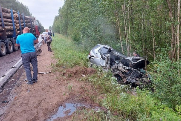 Mercedes и лесовоз столкнулись лоб в лоб в Тверской области Mercedes и лесовоз столкнулись лоб в лоб в Тверской области