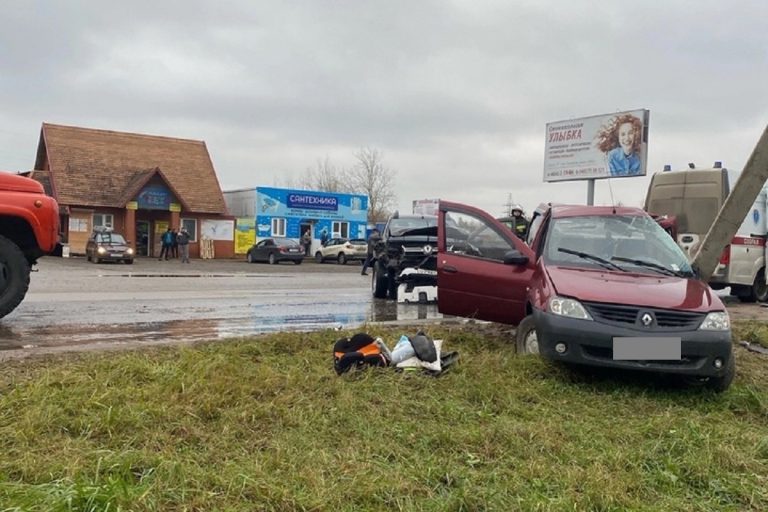 Легковушка с маленьким ребенком врезалась в столб в Тверской области