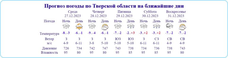 Накануне Нового года в Тверской области пройдут дожди