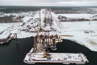Мост через Волгу на Северном обходе Твери трассы М-11 за 3 дня стал длиннее на 111 метров