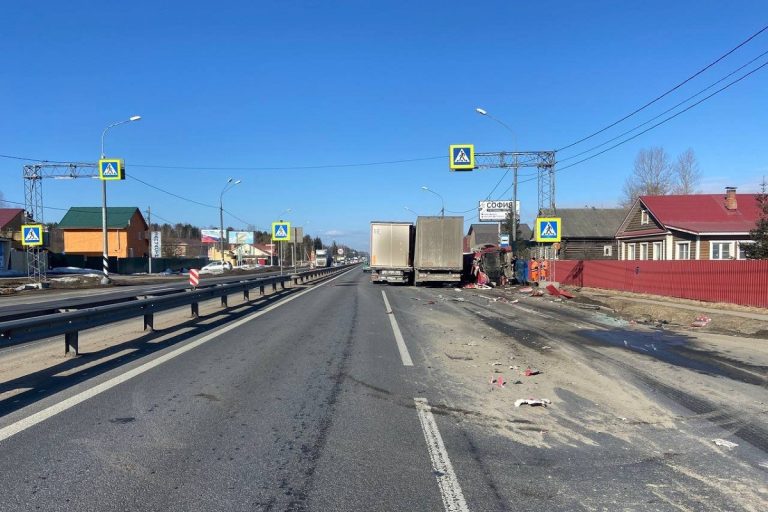 Два грузовика столкнулись на М-10 под Тверью