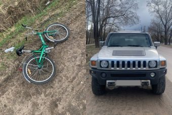 В Тверской области велосипедист умудрился упасть на HUMMER