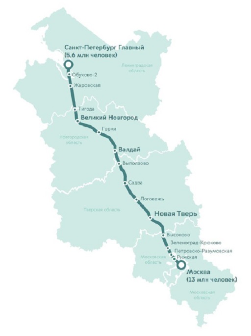 Скоростные поезда высокоскоростной магистрали 4 раза остановятся в Тверской области