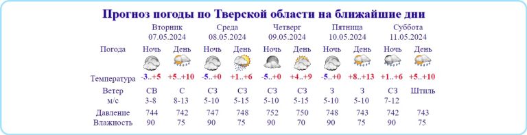 Температура в Тверской области опустится до 5 градусов мороза