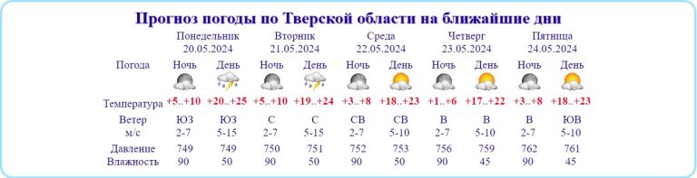 Разница между ночной и дневной температурами в Тверской области может достигать 21 градуса