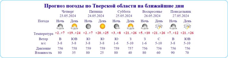 Названы дни, когда в Тверской области ожидается дождь и гроза