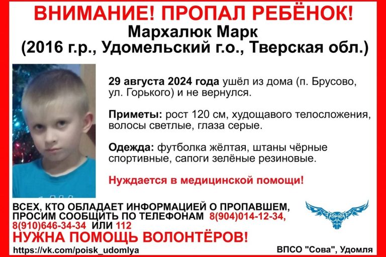 В Тверской области пропал 8-летний мальчик