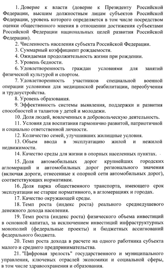 Президент РФ утвердил новые показатели для оценки эффективности деятельности губернаторов