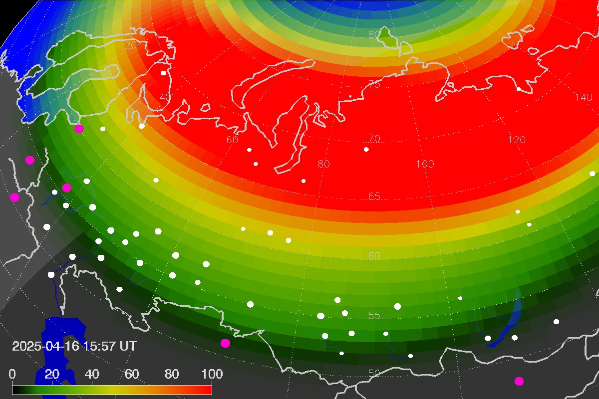 Над территорией Тверской области сформировалась одна из самых сильных зон полярных сияний