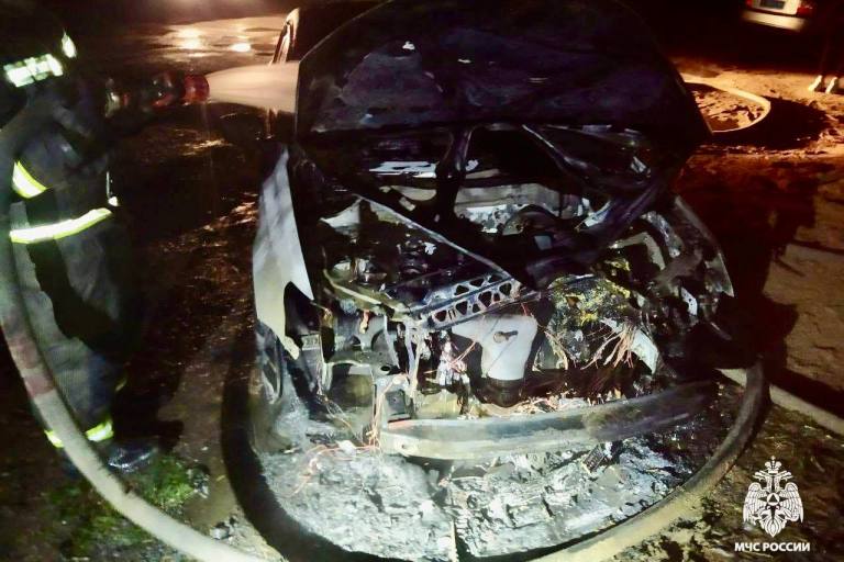 В Тверской области ночью полыхал автомобиль
