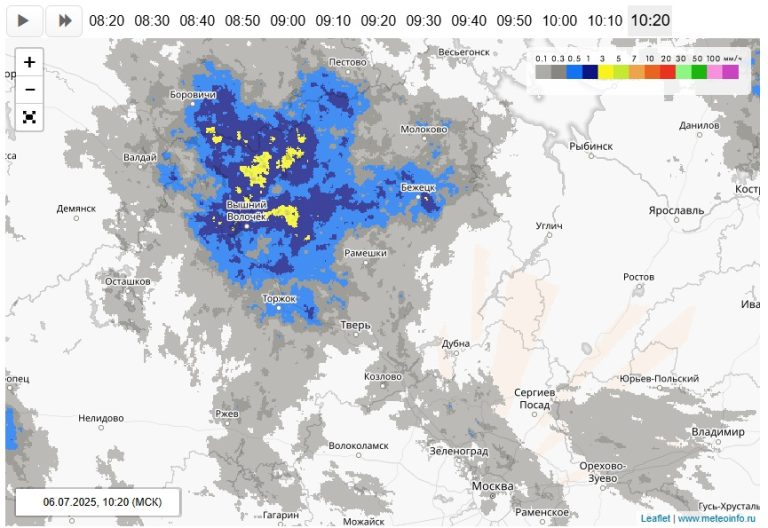На Тверскую область надвигается ливень