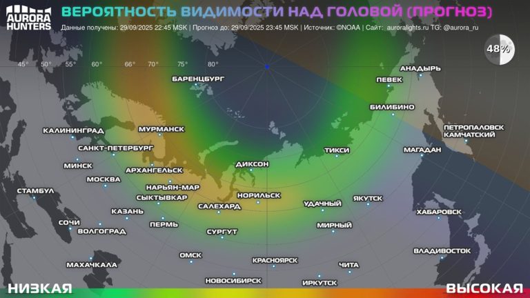 Магнитная буря раскрасила небо Центральной России палитрой полярного сияния