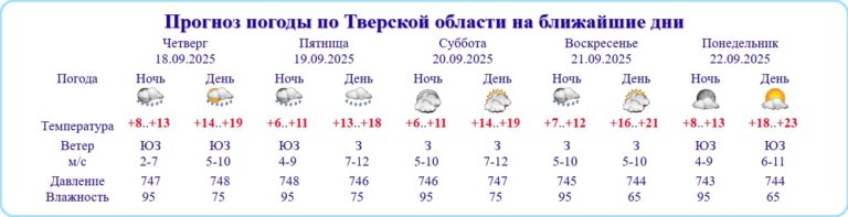 В Тверской области температура вновь поднимется выше 20 градусов