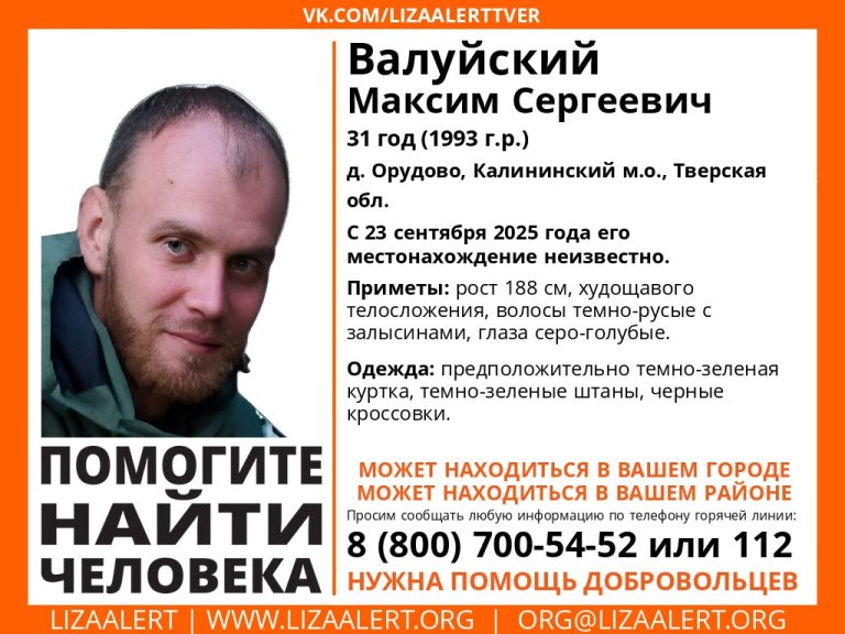 Волонтеры ищут добровольцев для розыска бесследно пропавшего 31-летнего мужчины