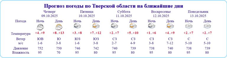 Циклон "Барбара" несет в Тверскую область холод и обильные дожди